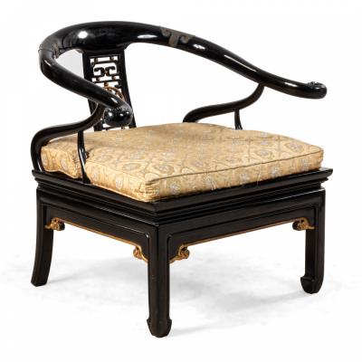 MID CENTURY EBONIZED REGENCY STYLE LOUNGE CHAIRS