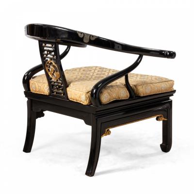 MID CENTURY EBONIZED REGENCY STYLE LOUNGE CHAIRS