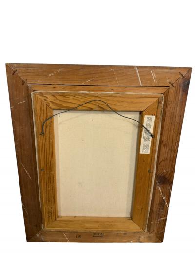 MID CENTURY FISHING BOAT WITH DOCK IN SUNRISE PAINTING SIGNED ZOPH