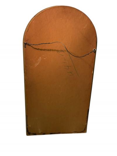 MID CENTURY GOLD LEAFED WOODEN FRAMED ROUNDED ARCHED MIRROR