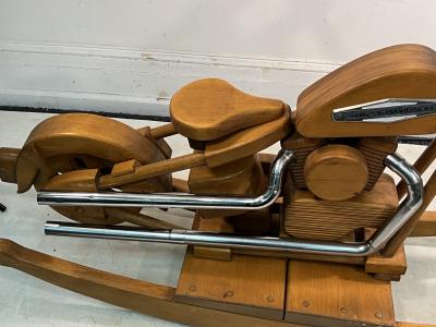 MID CENTURY HAND MADE HARLEY DAVIDSON WOODEN MOTORCYCLE ROCKER