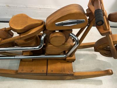 MID CENTURY HAND MADE HARLEY DAVIDSON WOODEN MOTORCYCLE ROCKER
