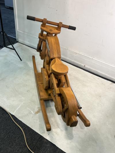 MID CENTURY HAND MADE HARLEY DAVIDSON WOODEN MOTORCYCLE ROCKER