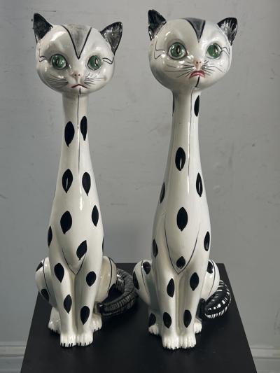 MID CENTURY ITALIAN CERAMIC CAT FIGURES
