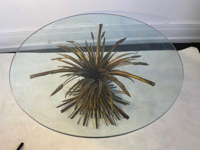 MID CENTURY ITALIAN GILT METAL SHEATH OF WHEAT COFFEE TABLE