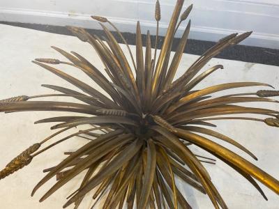 MID CENTURY ITALIAN GILT METAL SHEATH OF WHEAT COFFEE TABLE