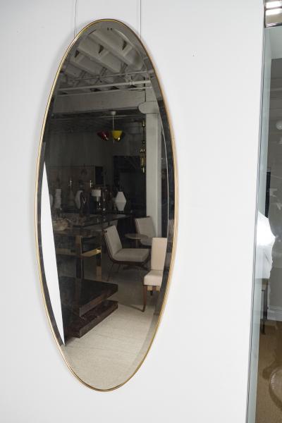 MID CENTURY ITALIAN MODERN BEVELLED MIRROR WITH BRASS FRAME