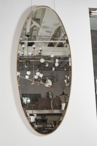 MID CENTURY ITALIAN MODERN BEVELLED MIRROR WITH BRASS FRAME