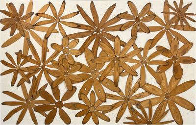 MID CENTURY LIVE EDGE WOOD FLOWER MURAL