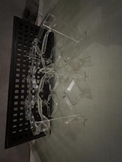 MID CENTURY LUCITE WINE RACK 8 BOTTLE