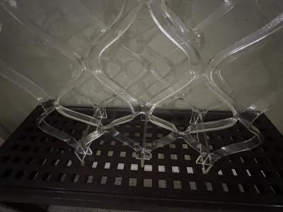 MID CENTURY LUCITE WINE RACK 8 BOTTLE