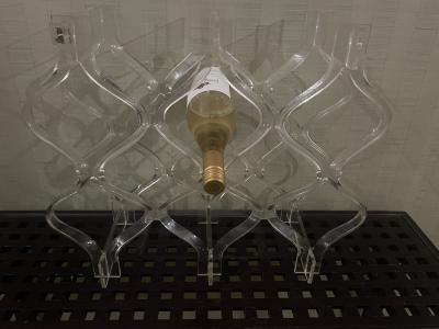 MID CENTURY LUCITE WINE RACK 8 BOTTLE