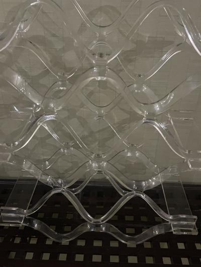 MID CENTURY LUCITE WINE RACK 8 BOTTLE