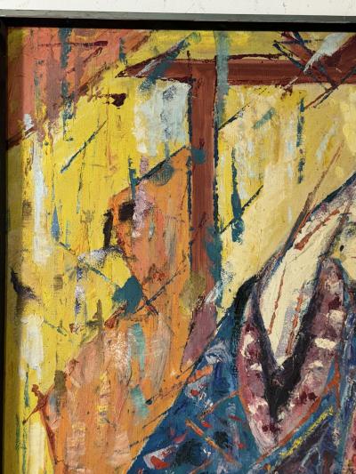 MID CENTURY MASTERFUL TITLED KABUKI DANCER PAINTING BY DORIS CASSERLY