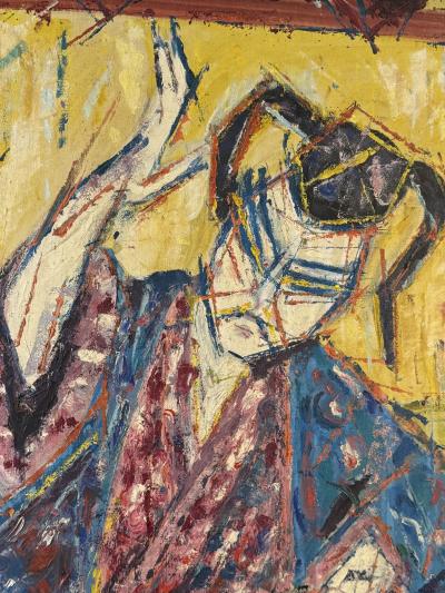 MID CENTURY MASTERFUL TITLED KABUKI DANCER PAINTING BY DORIS CASSERLY