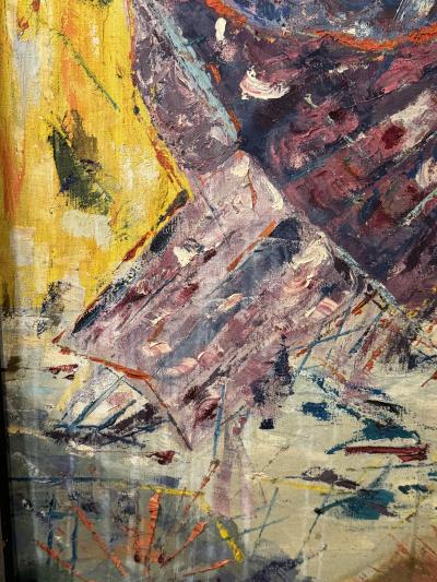 MID CENTURY MASTERFUL TITLED KABUKI DANCER PAINTING BY DORIS CASSERLY