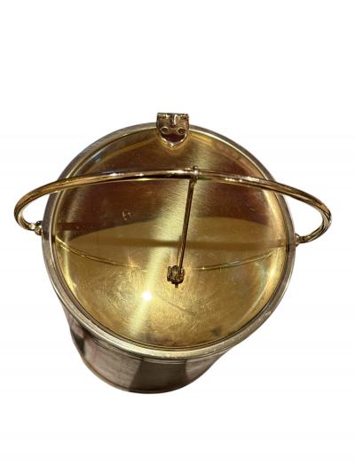 MID CENTURY METALLIC MUTI COLORED GOLDTONE MARTINI ROSSI ICE BUCKET