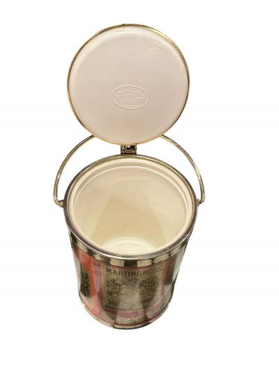 MID CENTURY METALLIC MUTI COLORED GOLDTONE MARTINI ROSSI ICE BUCKET