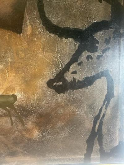 MID CENTURY MODERN ANIMAL CAVE PAINTING BY RAZELLE
