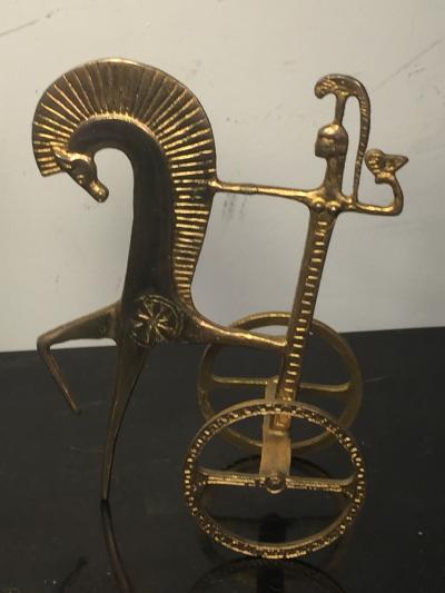 MID CENTURY MODERN GILT BRONZE FEMALE GLADIATOR SCULPTURE