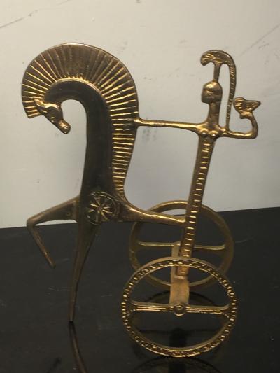 MID CENTURY MODERN GILT BRONZE FEMALE GLADIATOR SCULPTURE