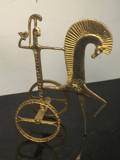 MID CENTURY MODERN GILT BRONZE FEMALE GLADIATOR SCULPTURE