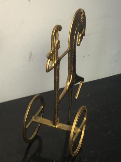 MID CENTURY MODERN GILT BRONZE FEMALE GLADIATOR SCULPTURE