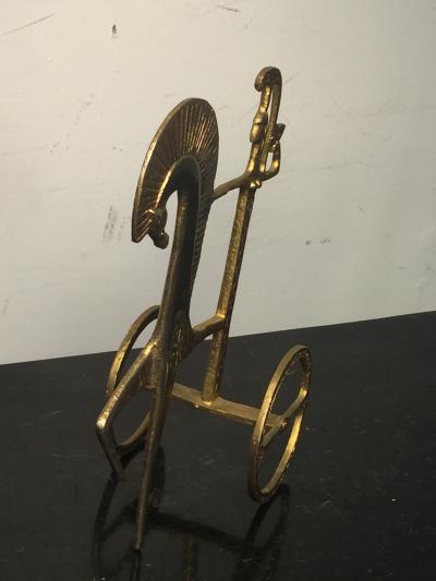 MID CENTURY MODERN GILT BRONZE FEMALE GLADIATOR SCULPTURE