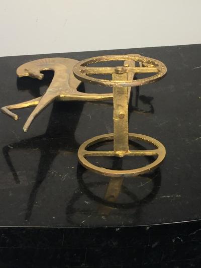 MID CENTURY MODERN GILT BRONZE FEMALE GLADIATOR SCULPTURE