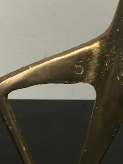MID CENTURY MODERN GILT BRONZE FEMALE GLADIATOR SCULPTURE