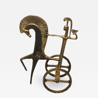 MID CENTURY MODERN GILT BRONZE FEMALE GLADIATOR SCULPTURE