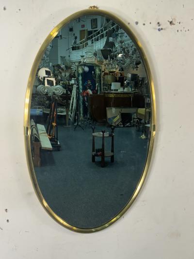 MID CENTURY MODERN ITALIAN RIBBED BRASS OVAL MIRROR