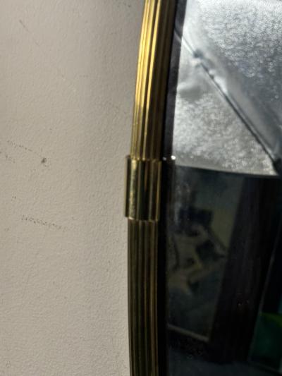 MID CENTURY MODERN ITALIAN RIBBED BRASS OVAL MIRROR