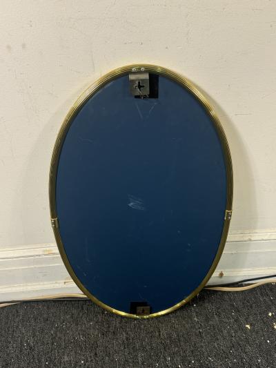 MID CENTURY MODERN ITALIAN RIBBED BRASS OVAL MIRROR