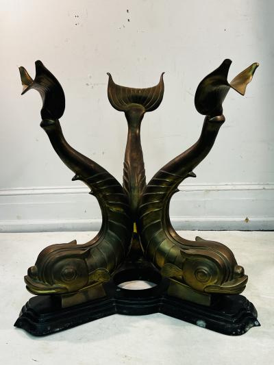 MID CENTURY MODERN NEOCLASSICAL BRONZE DOLPHIN DINING TABLE