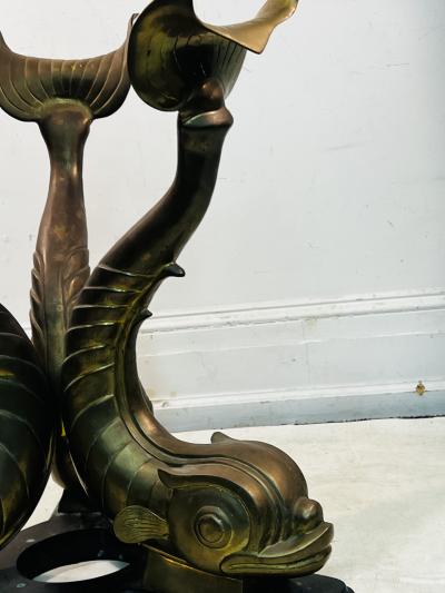 MID CENTURY MODERN NEOCLASSICAL BRONZE DOLPHIN DINING TABLE