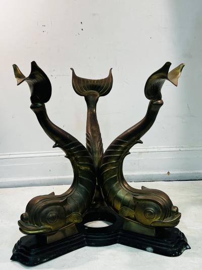 MID CENTURY MODERN NEOCLASSICAL BRONZE DOLPHIN DINING TABLE