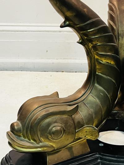 MID CENTURY MODERN NEOCLASSICAL BRONZE DOLPHIN DINING TABLE