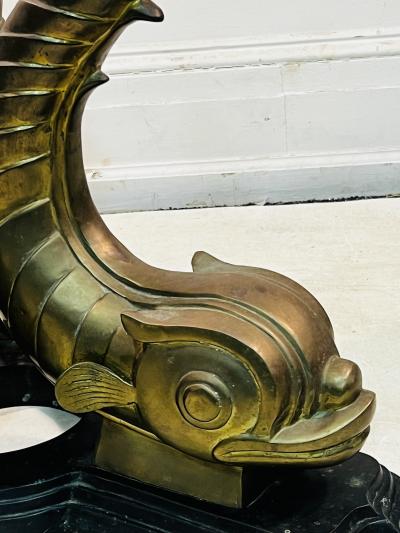 MID CENTURY MODERN NEOCLASSICAL BRONZE DOLPHIN DINING TABLE