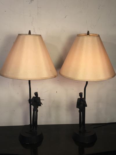 MID CENTURY MODERN SCULPTURAL MUSICIANS TABLE LAMPS