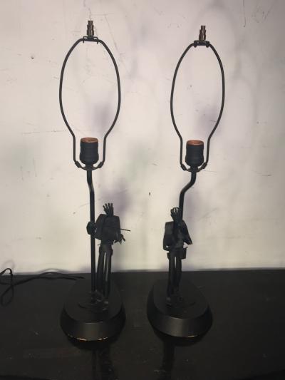 MID CENTURY MODERN SCULPTURAL MUSICIANS TABLE LAMPS