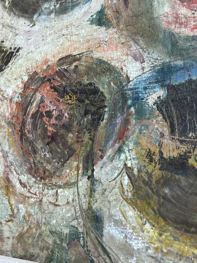 MID CENTURY MODERNIST ABSTRACT PAINTING IN CERUSED OAK FRAME