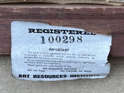 MID CENTURY MODERNIST ABSTRACT PAINTING IN CERUSED OAK FRAME