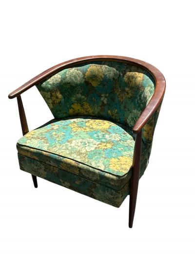 MID CENTURY MODERNIST ARMCHAIR WITH ORIGINAL FDLORAL PRINT FABRIC