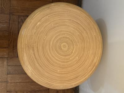 MID CENTURY MODERNIST TOADSTOOL FORM RATTAN TABLE