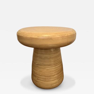 MID CENTURY MODERNIST TOADSTOOL FORM RATTAN TABLE