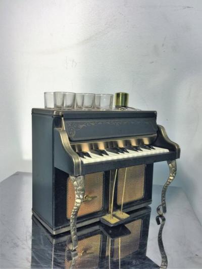 MID CENTURY MUSICAL PIANO PORTABLE COCKTAIL BAR