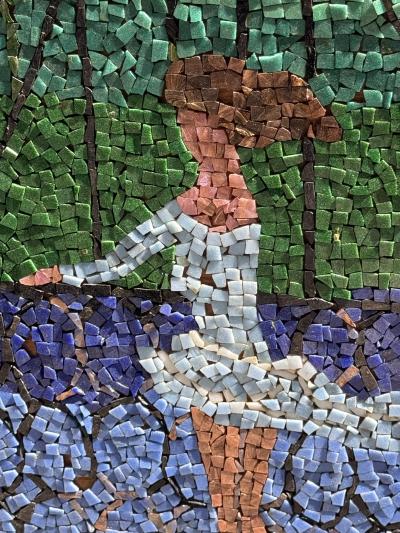 MID CENTURY NYC SKYLINE COLORFUL MOSAIC WALL ART