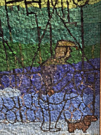 MID CENTURY NYC SKYLINE COLORFUL MOSAIC WALL ART