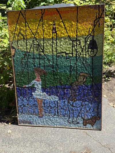 MID CENTURY NYC SKYLINE COLORFUL MOSAIC WALL ART